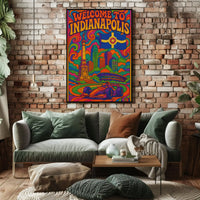 Welcome to Indianapolis Psychedelic Travel Poster PosterGoat