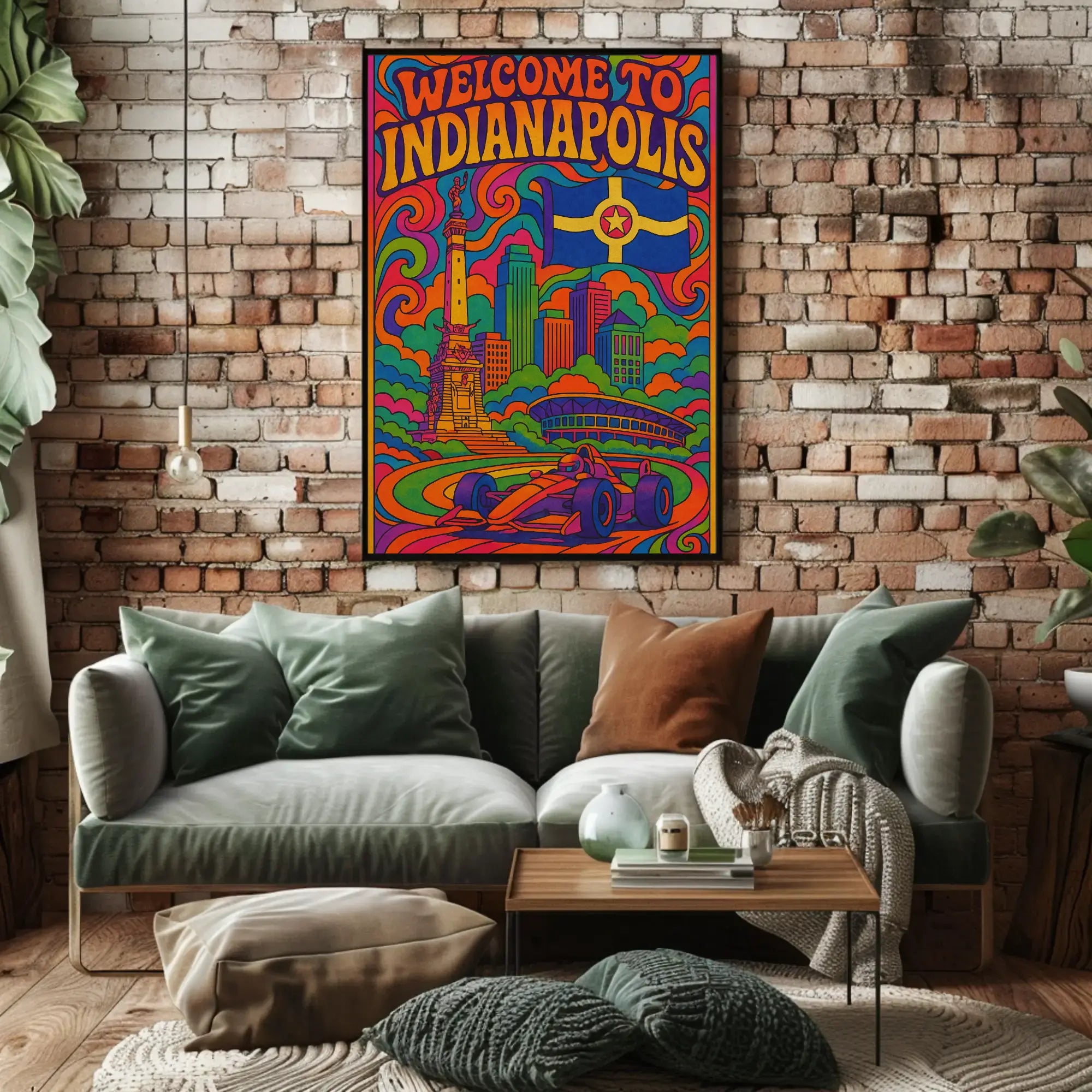 Welcome to Indianapolis Psychedelic Travel Poster PosterGoat