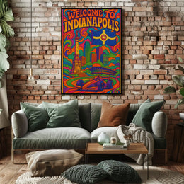 Welcome to Indianapolis Psychedelic Travel Poster PosterGoat