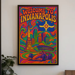 Welcome to Indianapolis Psychedelic Travel Poster PosterGoat