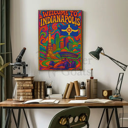 Welcome to Indianapolis Psychedelic Travel Poster PosterGoat