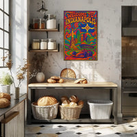 Welcome to Indianapolis Psychedelic Travel Poster PosterGoat