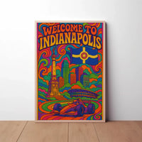 Welcome to Indianapolis Psychedelic Travel Poster PosterGoat