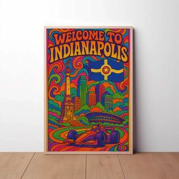 Welcome to Indianapolis Psychedelic Travel Poster PosterGoat