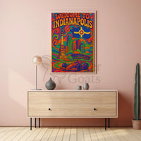 Welcome to Indianapolis Psychedelic Travel Poster PosterGoat
