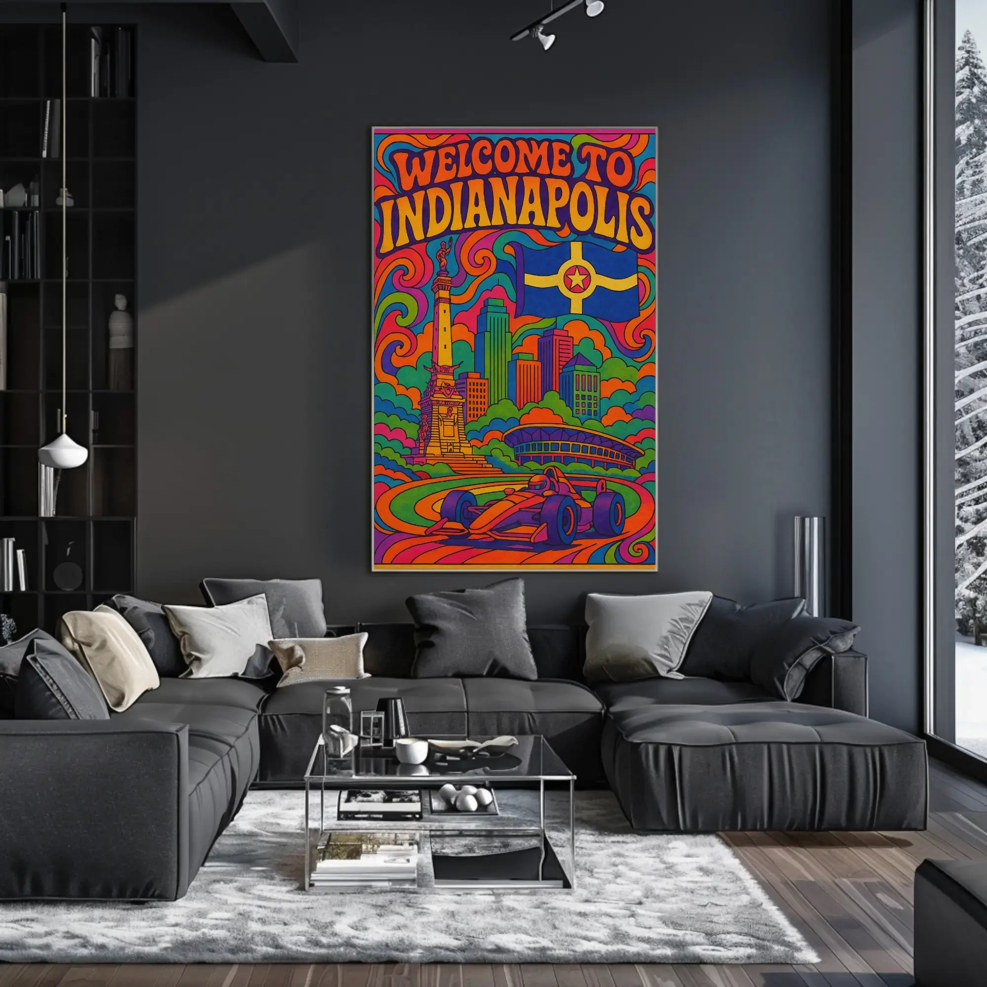 Welcome to Indianapolis Psychedelic Travel Poster PosterGoat