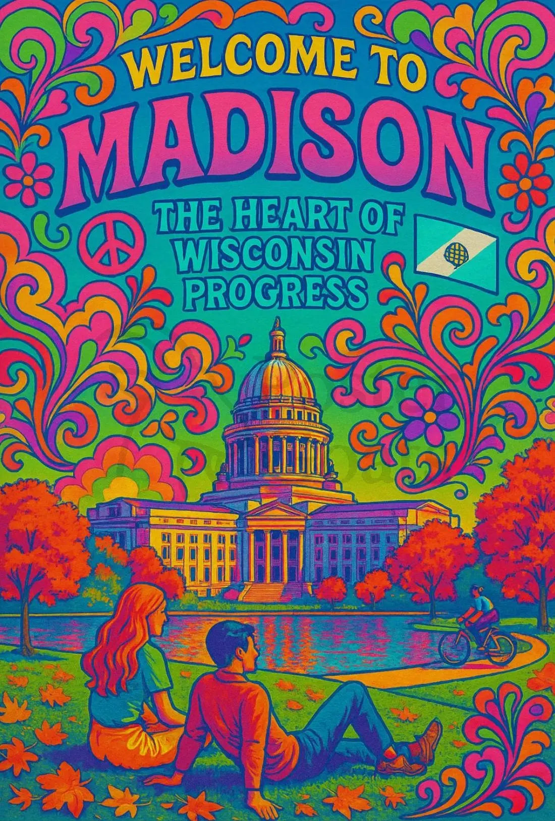 Welcome to Madison Psychedelic Travel Poster PosterGoat