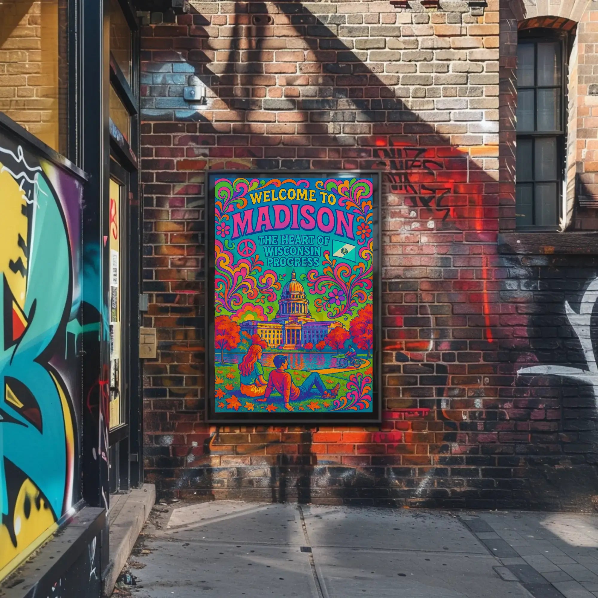 Welcome to Madison Psychedelic Travel Poster PosterGoat