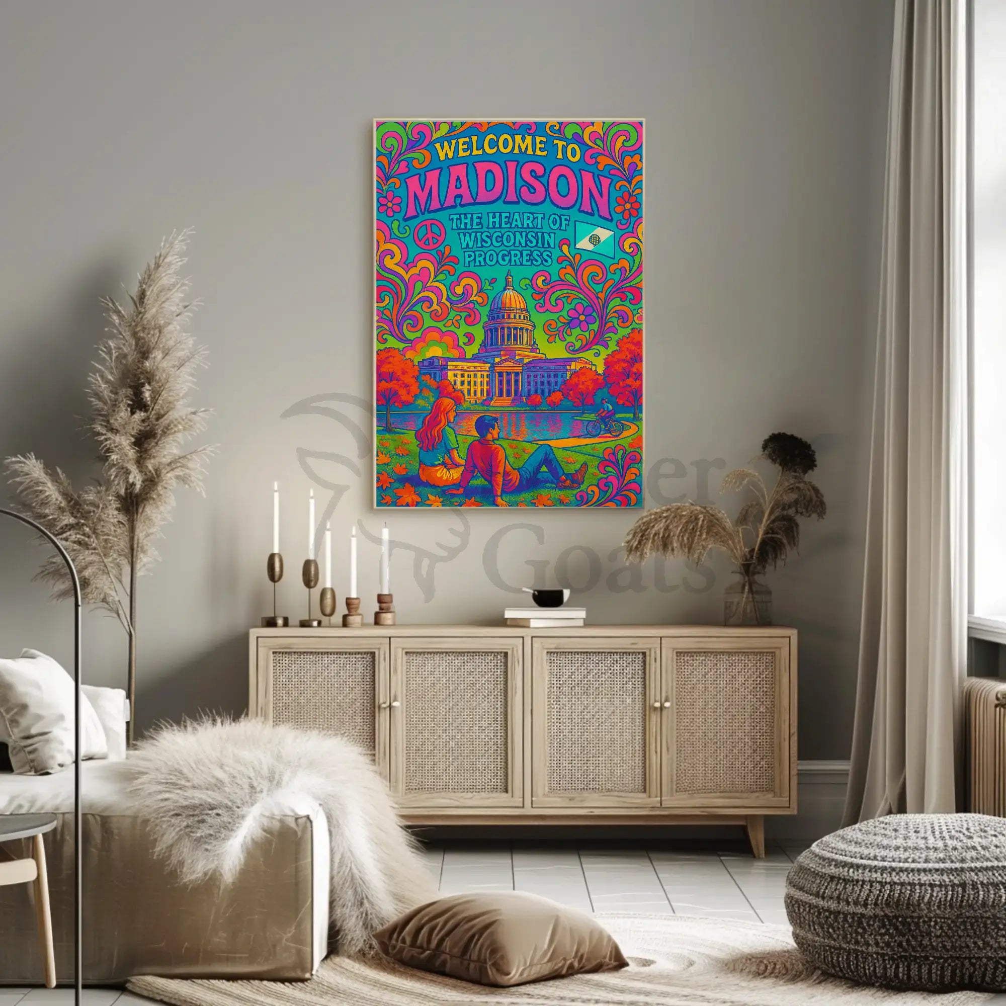 Welcome to Madison Psychedelic Travel Poster PosterGoat