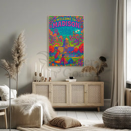 Welcome to Madison Psychedelic Travel Poster PosterGoat