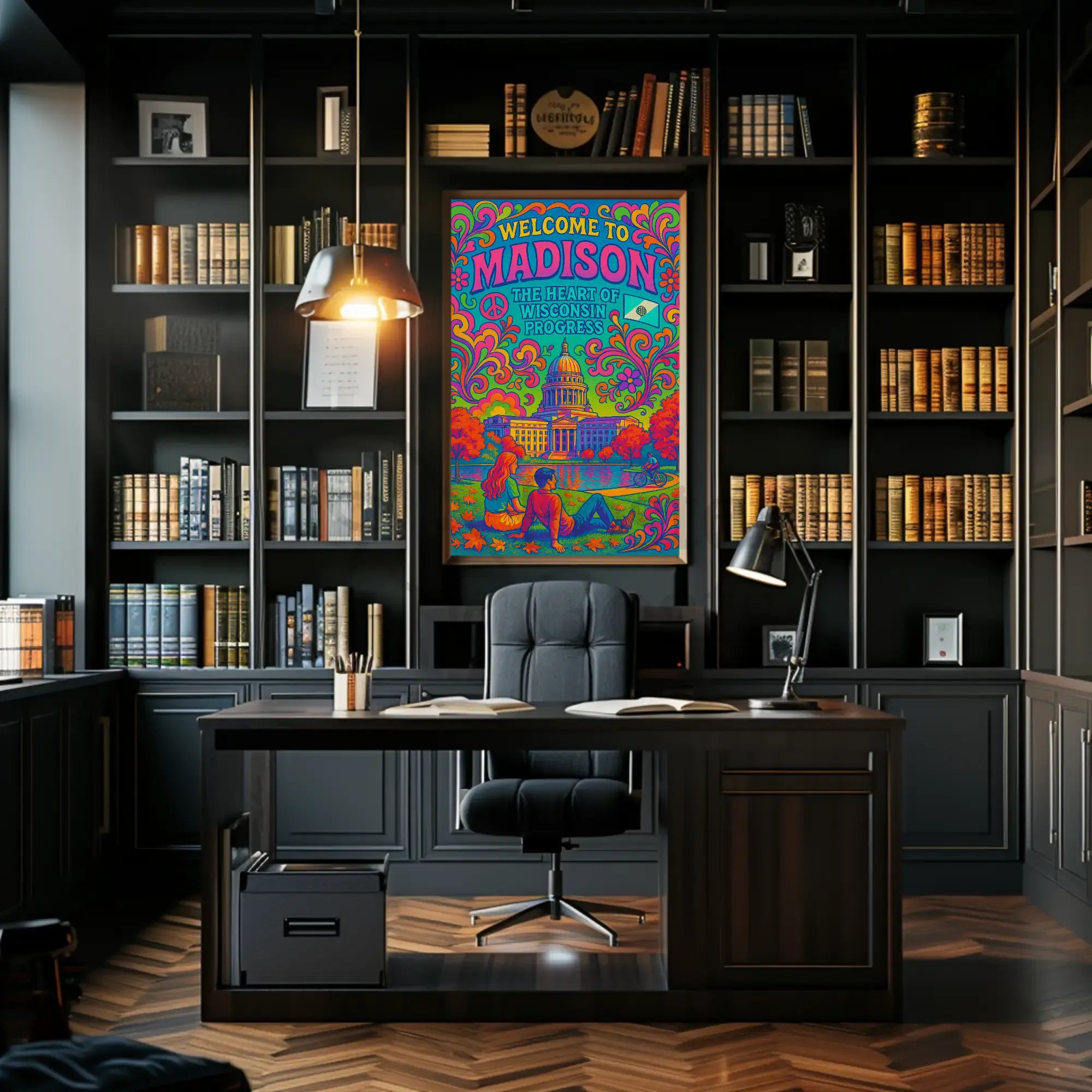 Welcome to Madison Psychedelic Travel Poster PosterGoat
