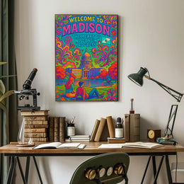 Welcome to Madison Psychedelic Travel Poster PosterGoat