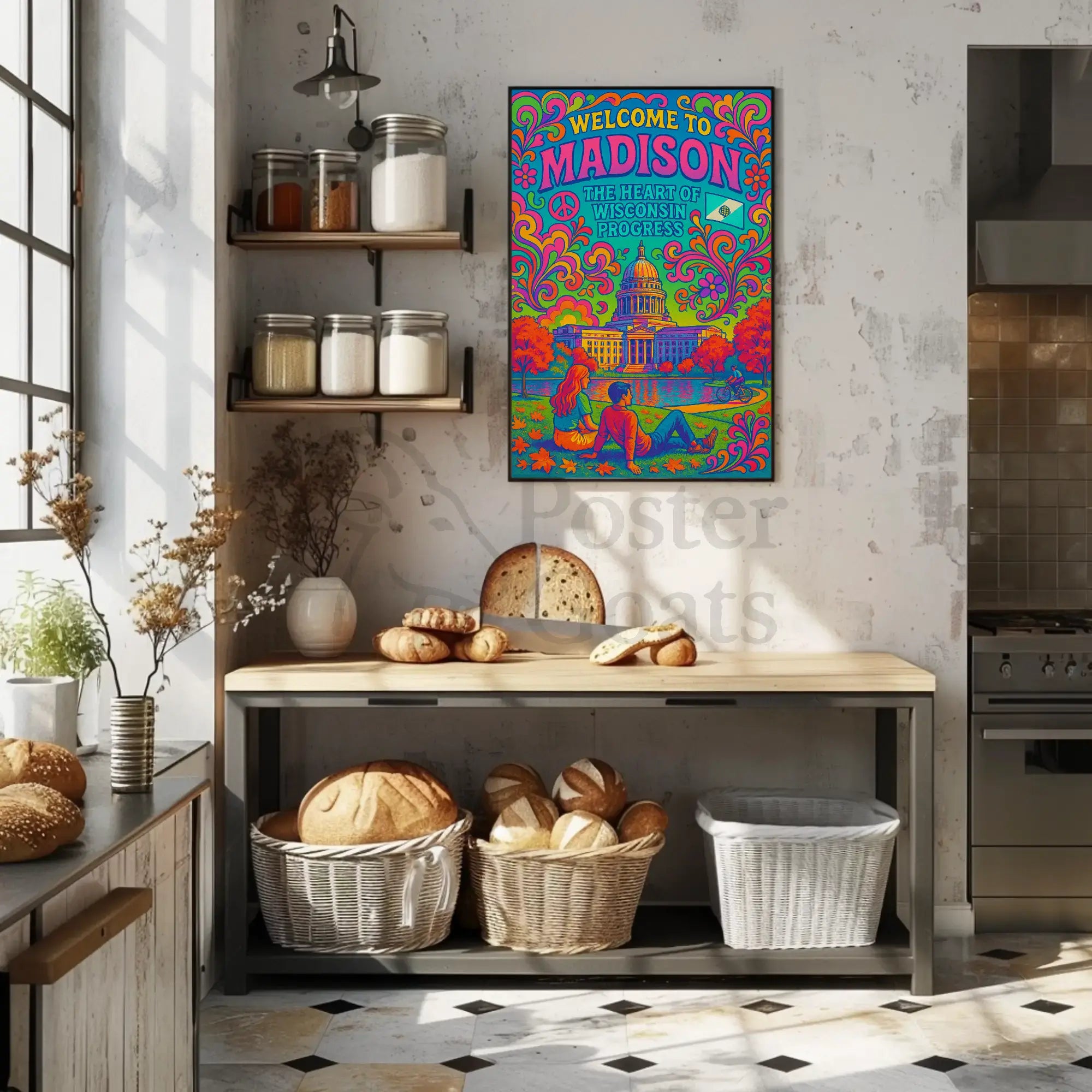 Welcome to Madison Psychedelic Travel Poster PosterGoat