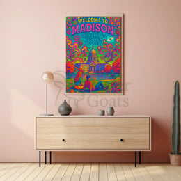 Welcome to Madison Psychedelic Travel Poster PosterGoat