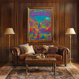 Welcome to Madison Psychedelic Travel Poster PosterGoat