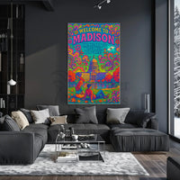 Welcome to Madison Psychedelic Travel Poster PosterGoat