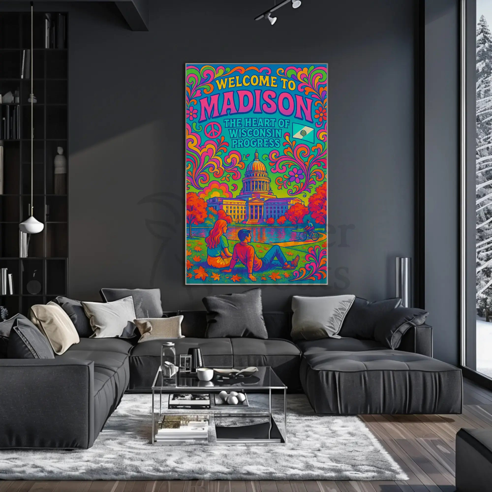 Welcome to Madison Psychedelic Travel Poster PosterGoat