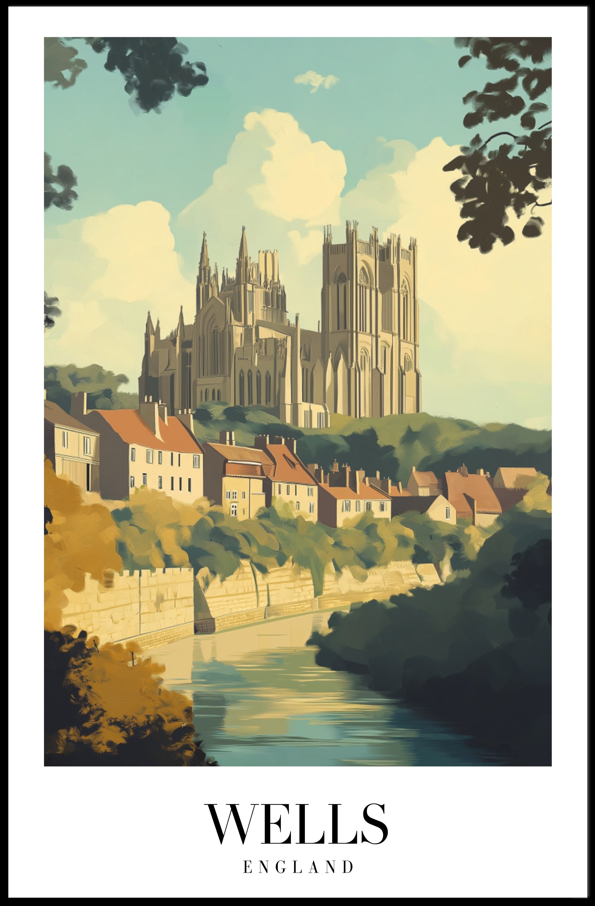 Wells England Gothic Cathedral Poster PosterGoat