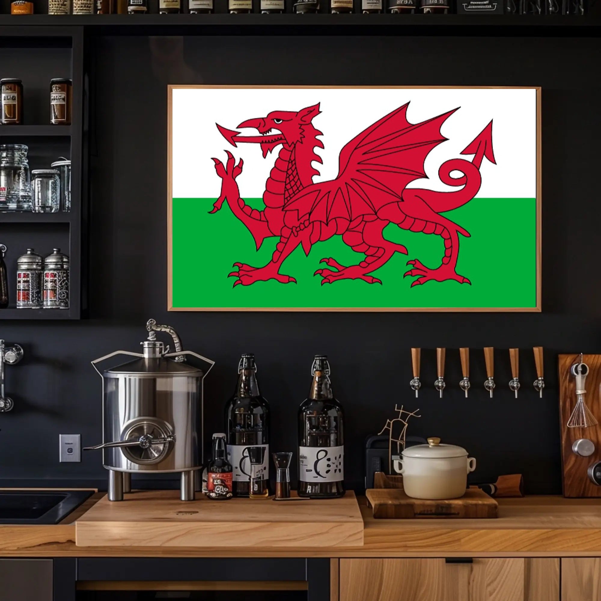 Welsh Dragon Flag Art Celebrating Culture and Heritage Poster PosterGoat