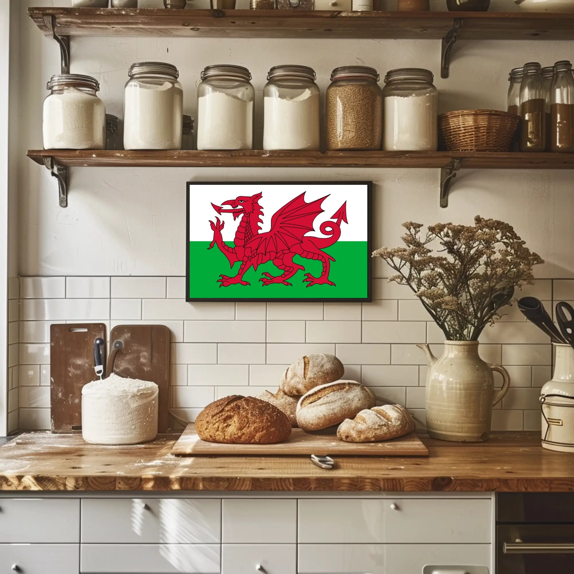 Welsh Dragon Flag Art Celebrating Culture and Heritage Poster PosterGoat