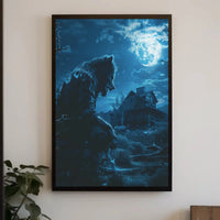 Werewolf Horror Scene in Eerie Rural Setting Artistic Poster PosterGoat