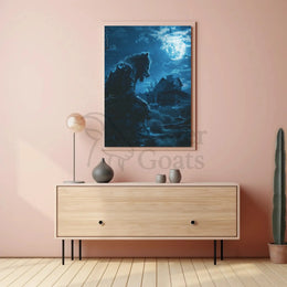 Werewolf Horror Scene in Eerie Rural Setting Artistic Poster PosterGoat