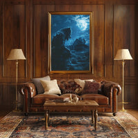 Werewolf Horror Scene in Eerie Rural Setting Artistic Poster PosterGoat