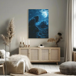 Werewolf Horror Scene in Eerie Rural Setting Artistic Poster PosterGoat