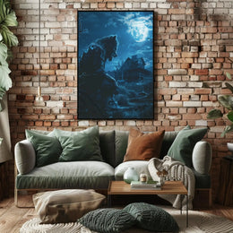 Werewolf Horror Scene in Eerie Rural Setting Artistic Poster PosterGoat