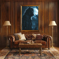 Werewolf in Moonlit Landscape Fantasy Art Poster PosterGoat
