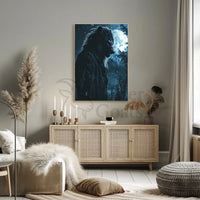 Werewolf in Moonlit Landscape Fantasy Art Poster PosterGoat