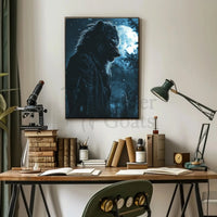 Werewolf in Moonlit Landscape Fantasy Art Poster PosterGoat