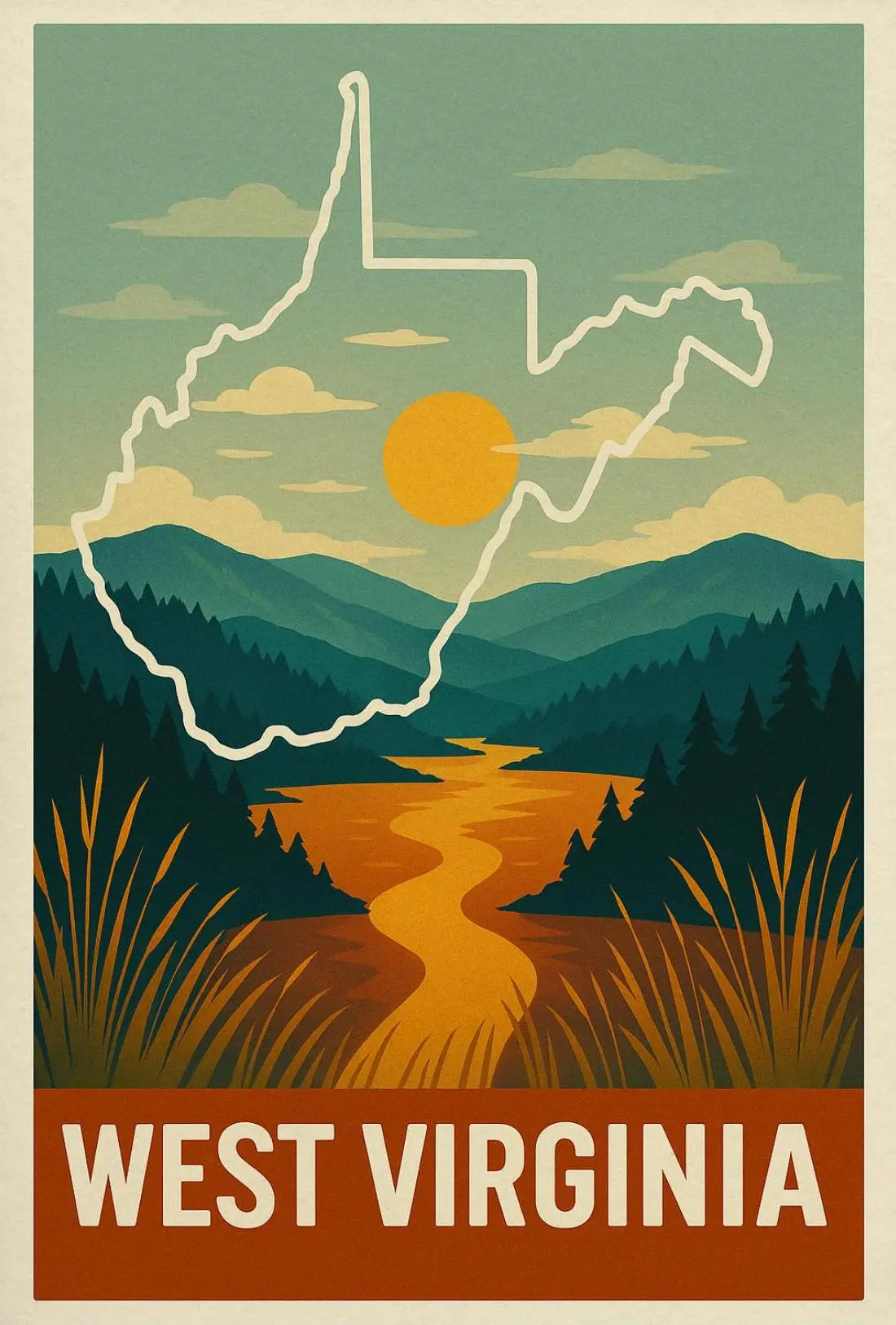 West Virginia Adventure Vintage Travel Poster PosterGoat
