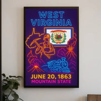 West Virginia Heritage Neon Art Cultural or Heritage Poster PosterGoat