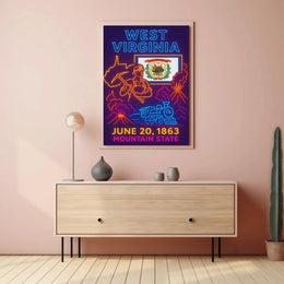 West Virginia Heritage Neon Art Cultural or Heritage Poster PosterGoat
