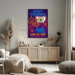 West Virginia Heritage Neon Art Cultural or Heritage Poster PosterGoat