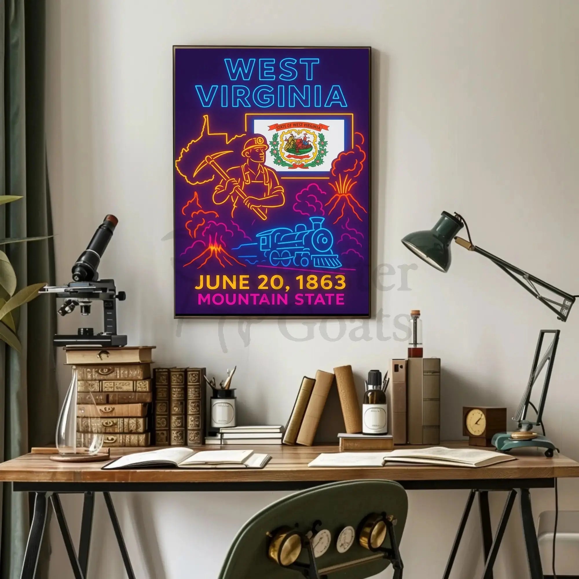 West Virginia Heritage Neon Art Cultural or Heritage Poster PosterGoat