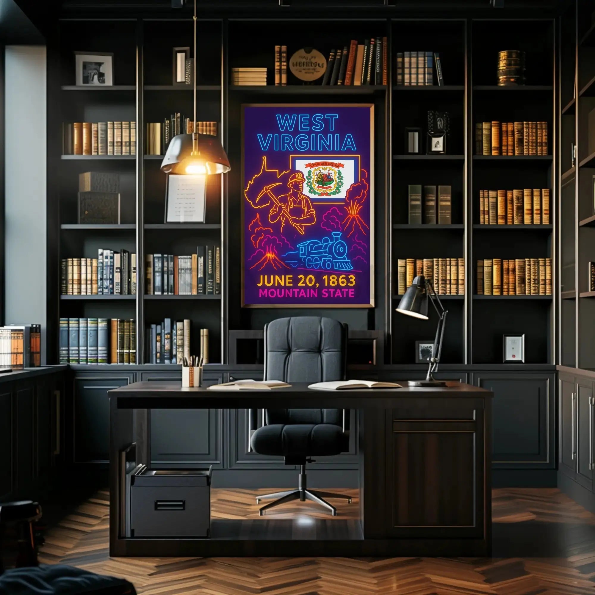 West Virginia Heritage Neon Art Cultural or Heritage Poster PosterGoat