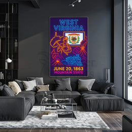 West Virginia Heritage Neon Art Cultural or Heritage Poster PosterGoat