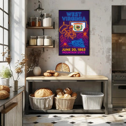 West Virginia Heritage Neon Art Cultural or Heritage Poster PosterGoat
