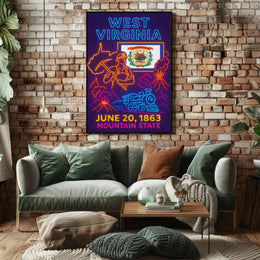 West Virginia Heritage Neon Art Cultural or Heritage Poster PosterGoat