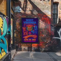 West Virginia Neon Celebration Cultural or Heritage Poster PosterGoat