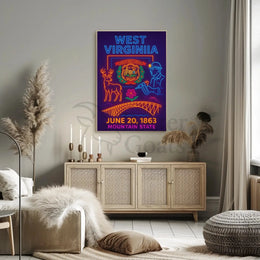 West Virginia Neon Celebration Cultural or Heritage Poster PosterGoat