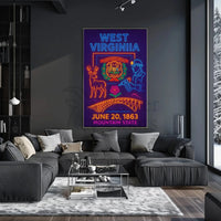 West Virginia Neon Celebration Cultural or Heritage Poster PosterGoat