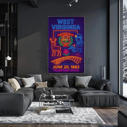 West Virginia Neon Celebration Cultural or Heritage Poster PosterGoat