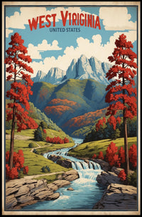 West Virginia Scenic Autumn Travel Poster PosterGoat