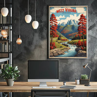 West Virginia Scenic Autumn Travel Poster PosterGoat