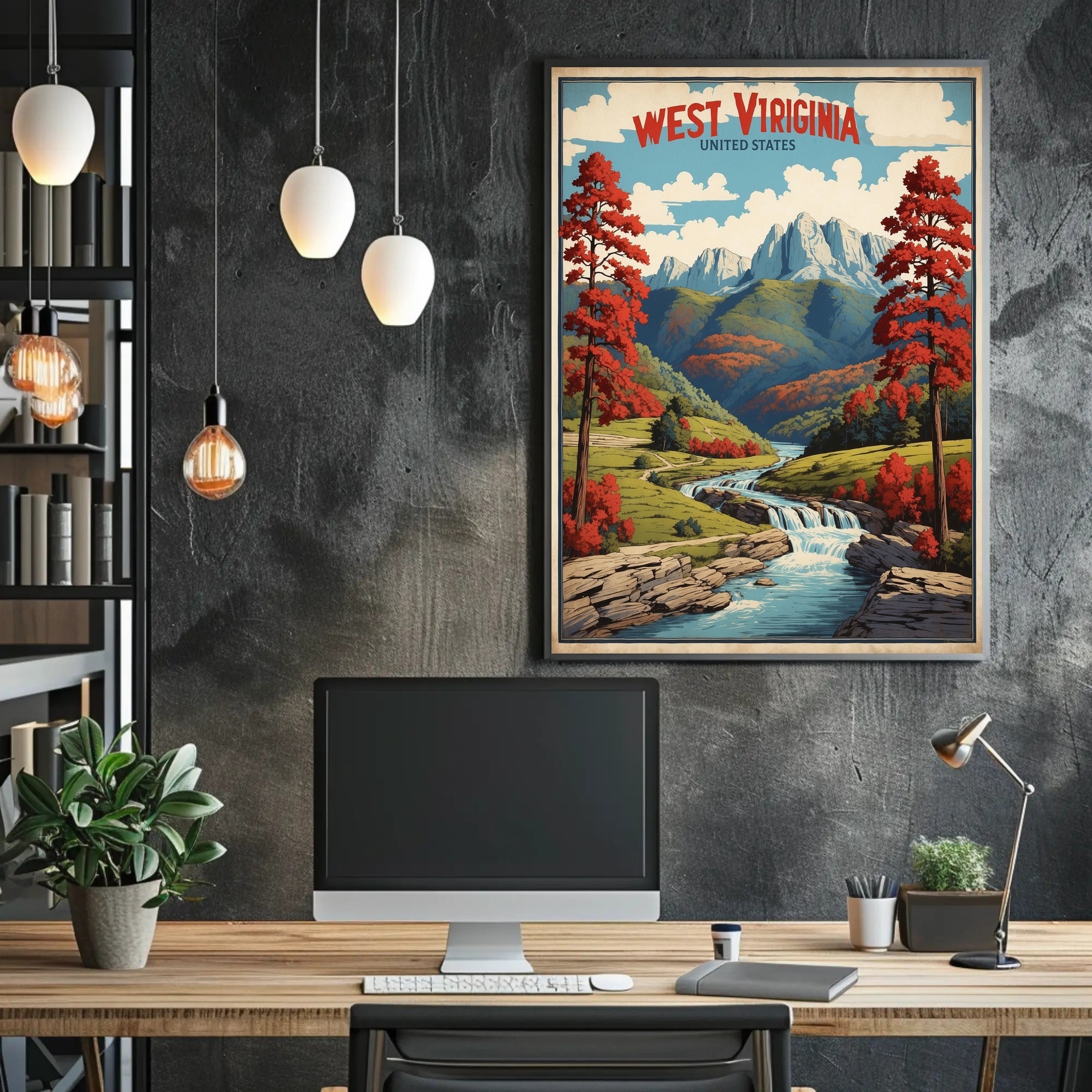 West Virginia Scenic Autumn Travel Poster PosterGoat