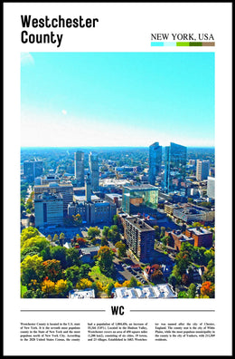 Westchester Aerial Cityscape Travel Art Poster PosterGoat