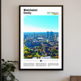 Westchester Aerial Cityscape Travel Art Poster PosterGoat
